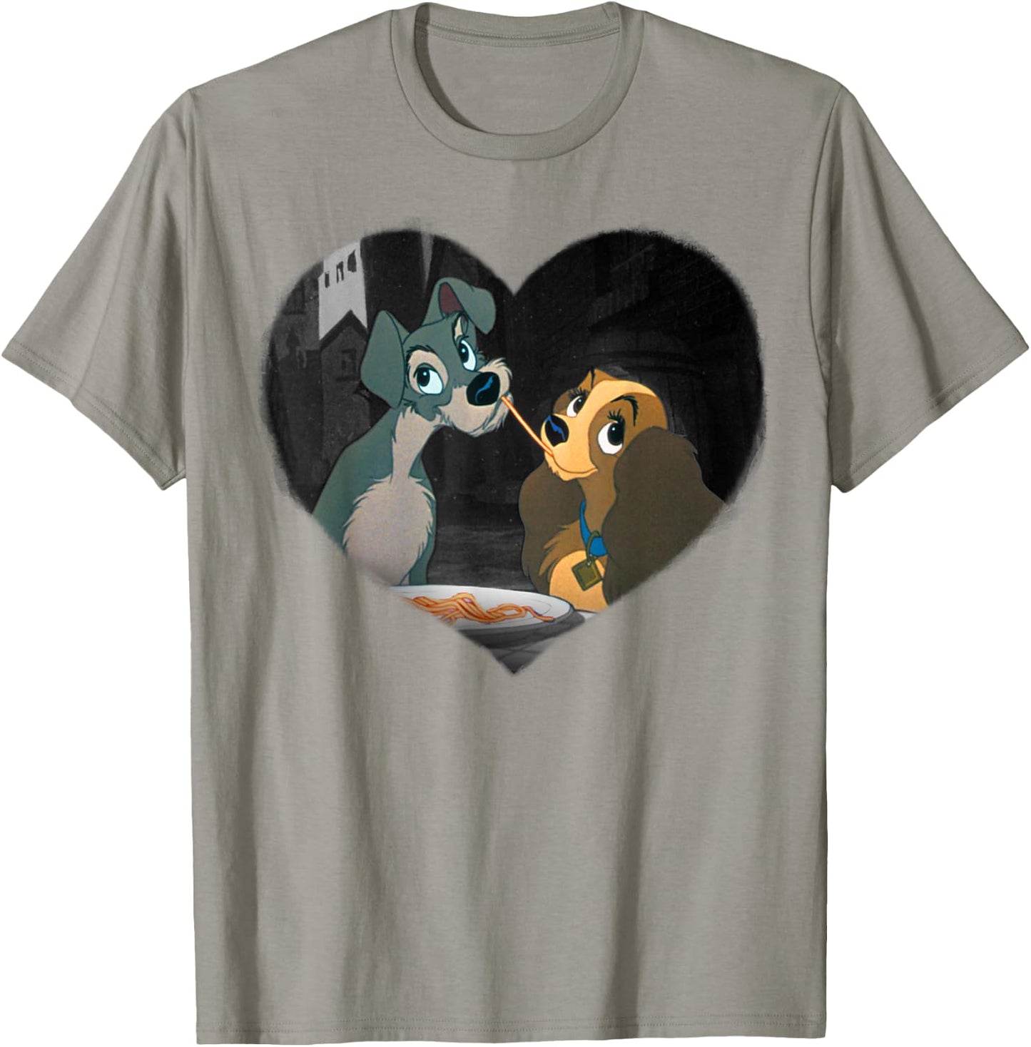 Lady and the Tramp - Spaghetti Kiss Heart T-Shirt - T-Shirt | Sand