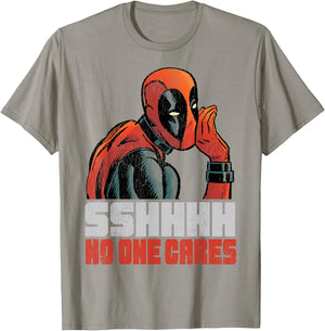 Marvel Deadpool SHHH No One Cares Whisper Graphic C1 T-Shirt - T-Shirt | Sand