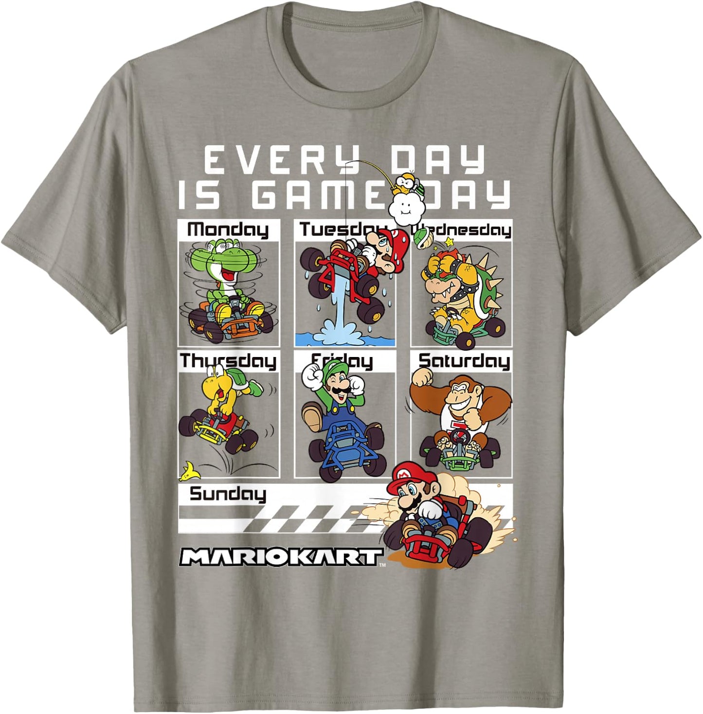 Mario Kart Everyday is Game Day Group Shot Graphic T-Shirt - T-Shirt | Sand