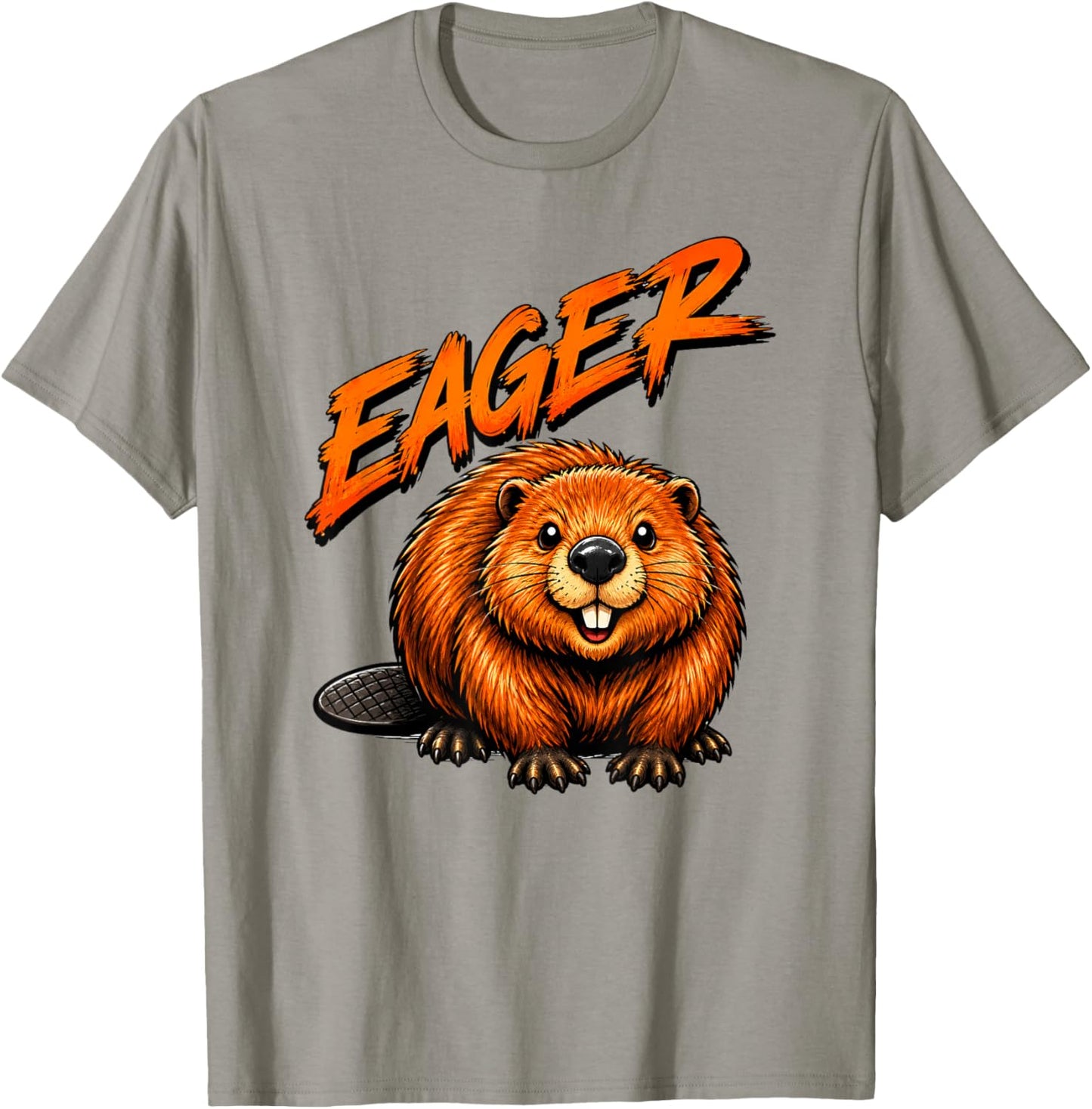 Funny Eager Beaver Animal Pun Wordplay Rodent Lover Humor T-Shirt - T-Shirt | Sand