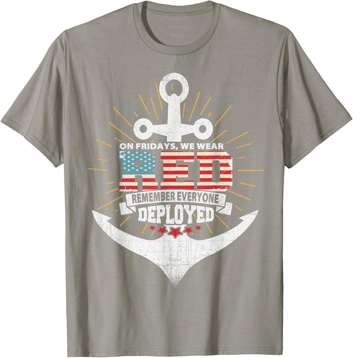 On Fridays We Wear Red Friday Navy Gift Distressed T-Shirt - T-Shirt | Sand