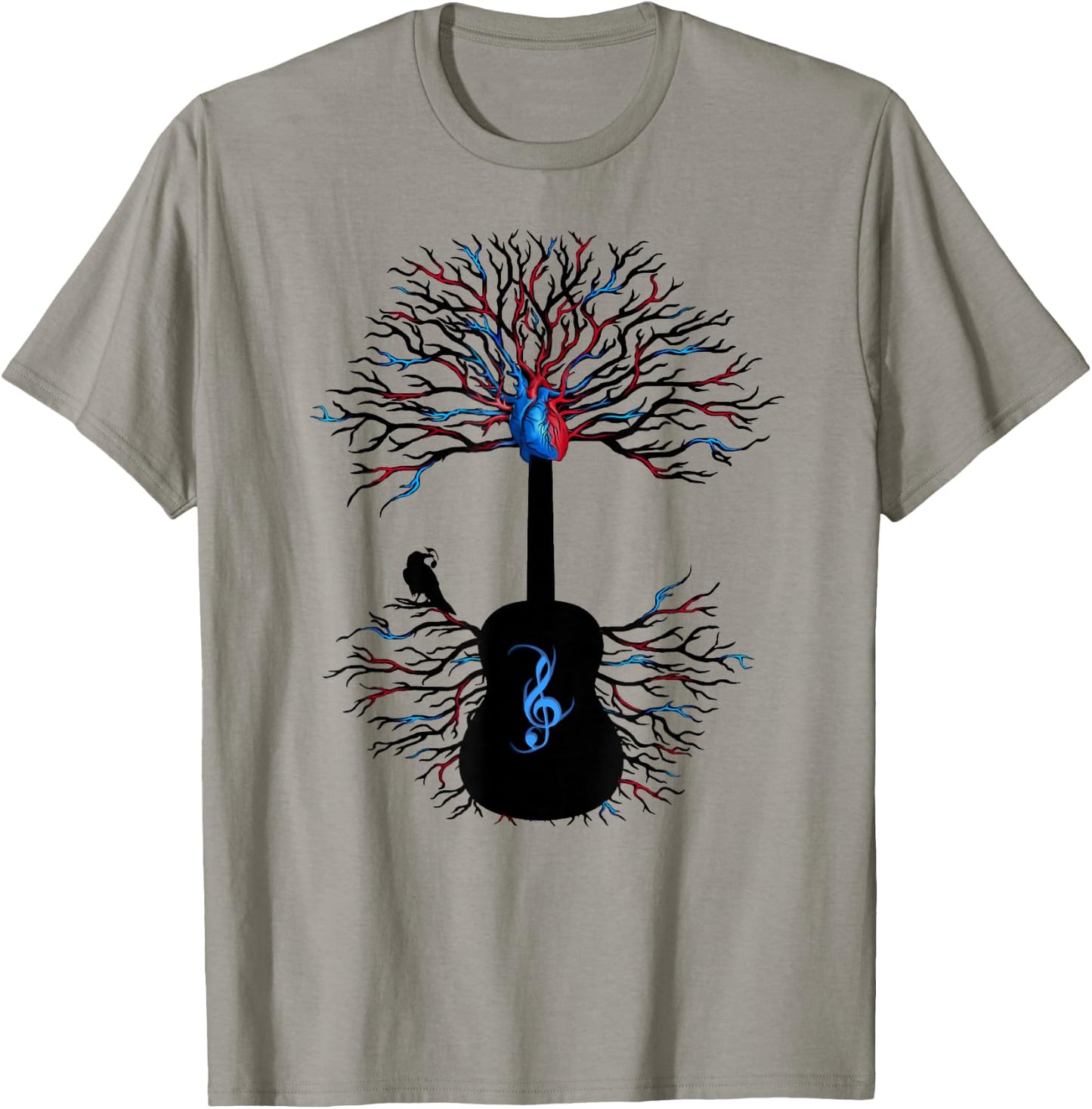 Acoustic Guitar Shirt, Music Tree of Life Guitarist Gift T-Shirt - T-Shirt | Sand