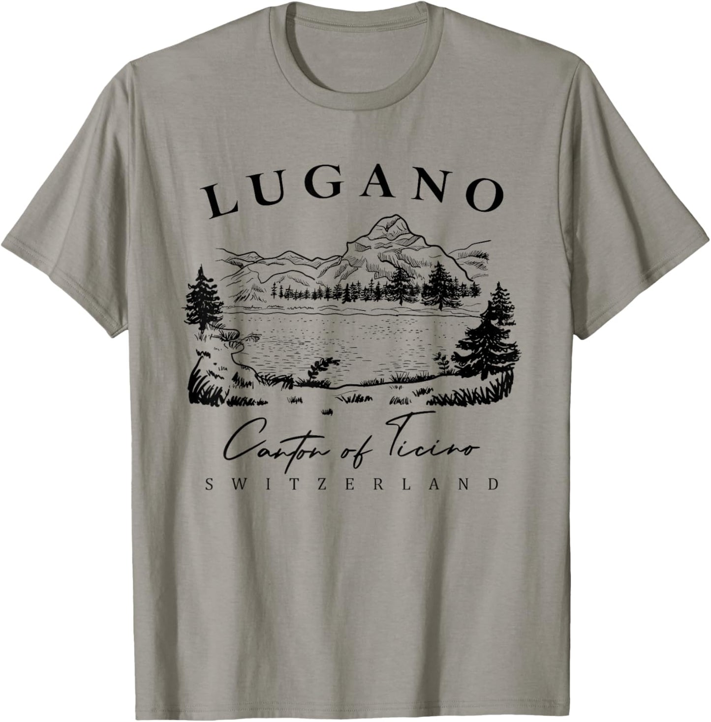 Lugano Switzerland, Lugano Apparel, Lugano Swiss Travel T-Shirt - T-Shirt | Sand