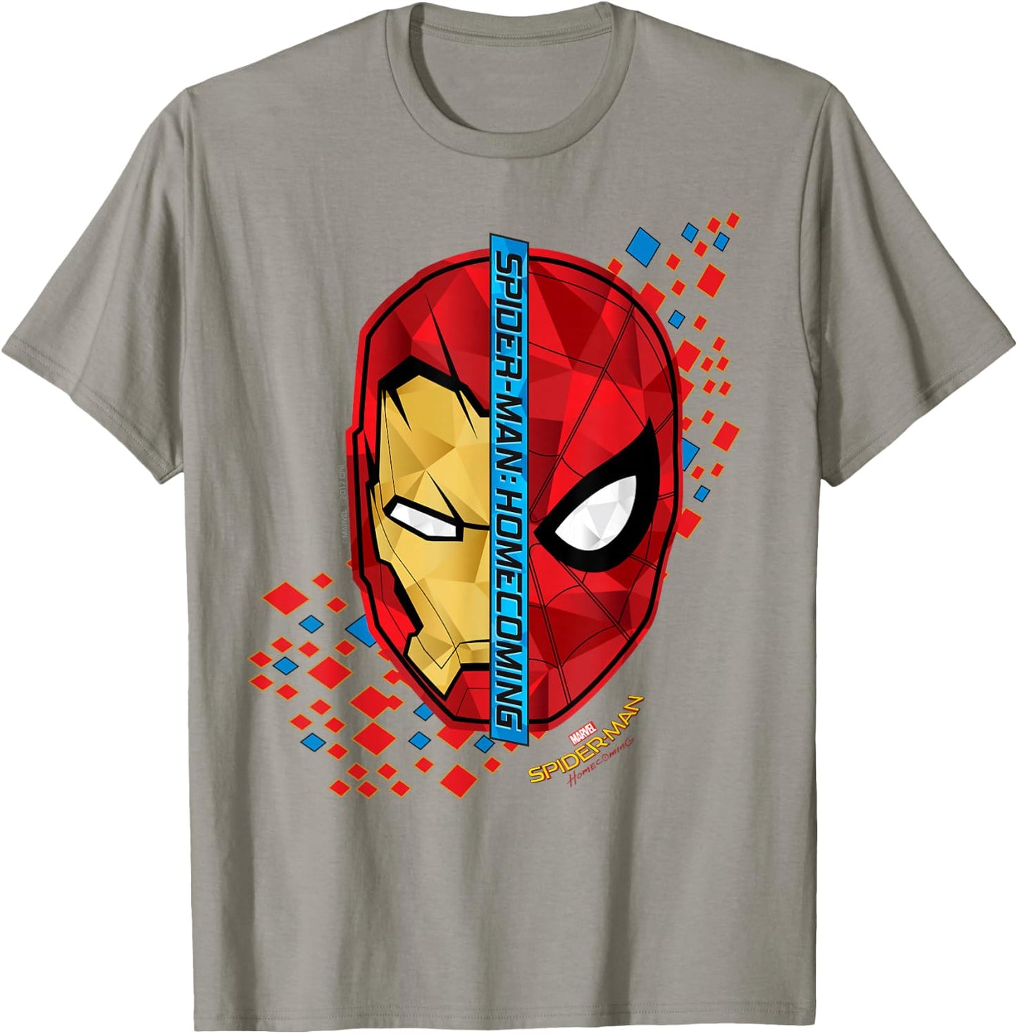 Marvel Spider-Man Homecoming Iron Man Face Split C1 T-Shirt - T-Shirt | Sand