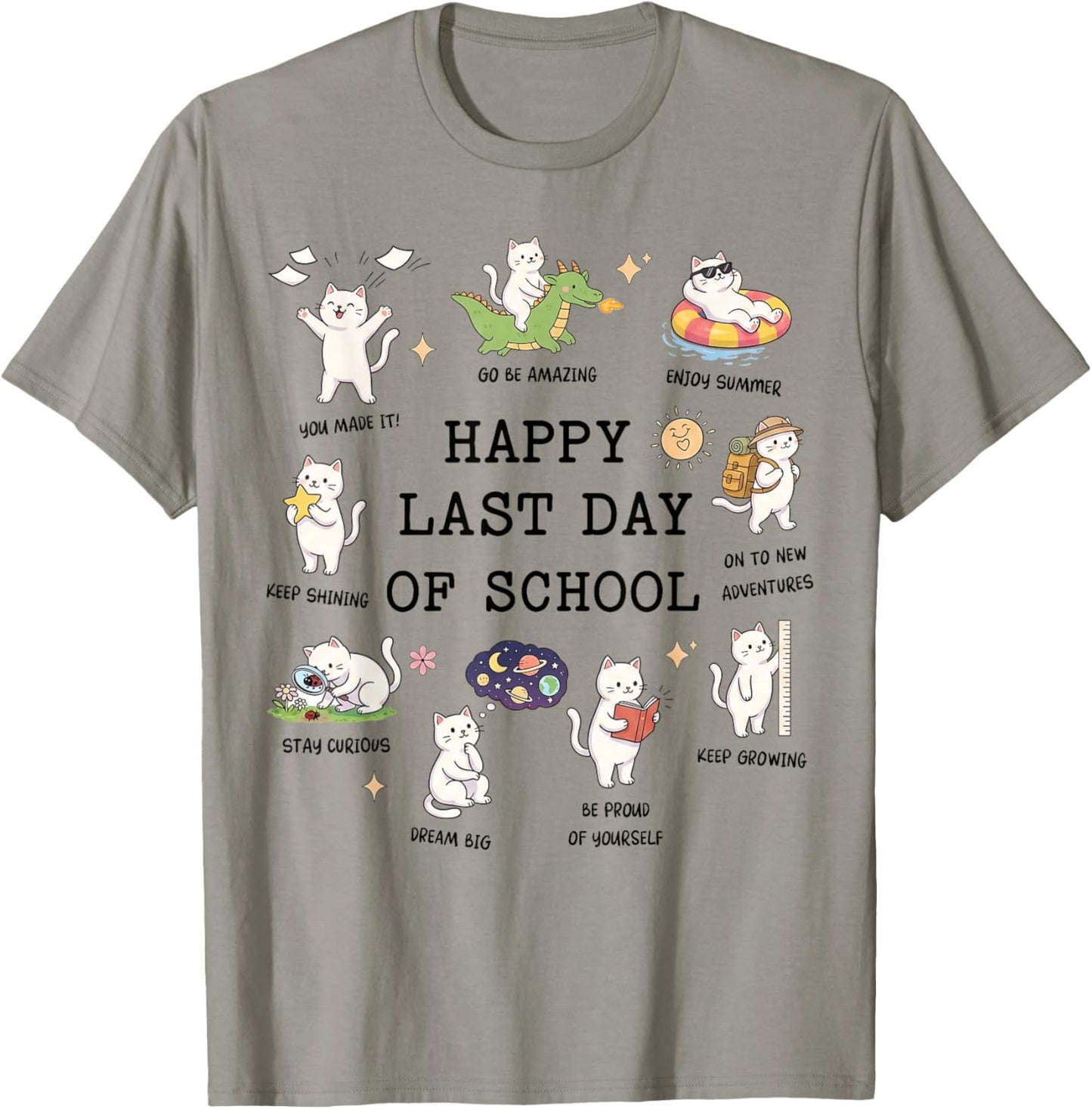 Happy Last Day School Cats T-Shirt - T-Shirt | Sand