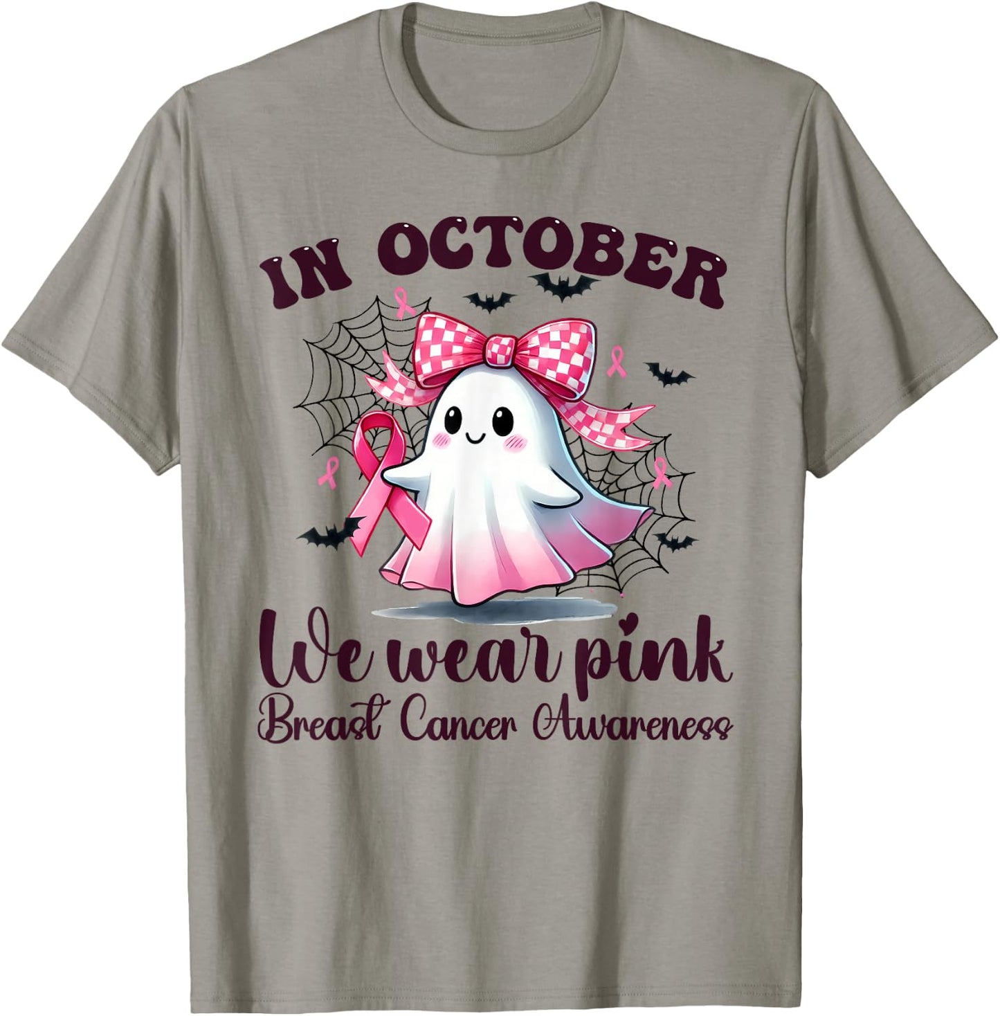Halloween In October We Wear Pink Breast Cancer Awareness T-Shirt - T-Shirt | Sand