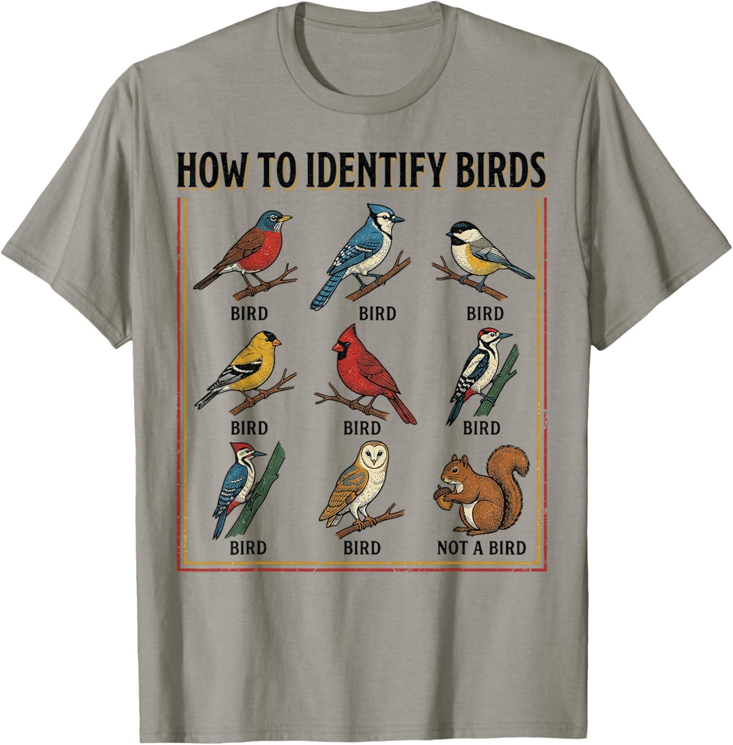 Birdwatching How to Identify Birds Vintage Guide Fans T-Shirt - T-Shirt | Sand