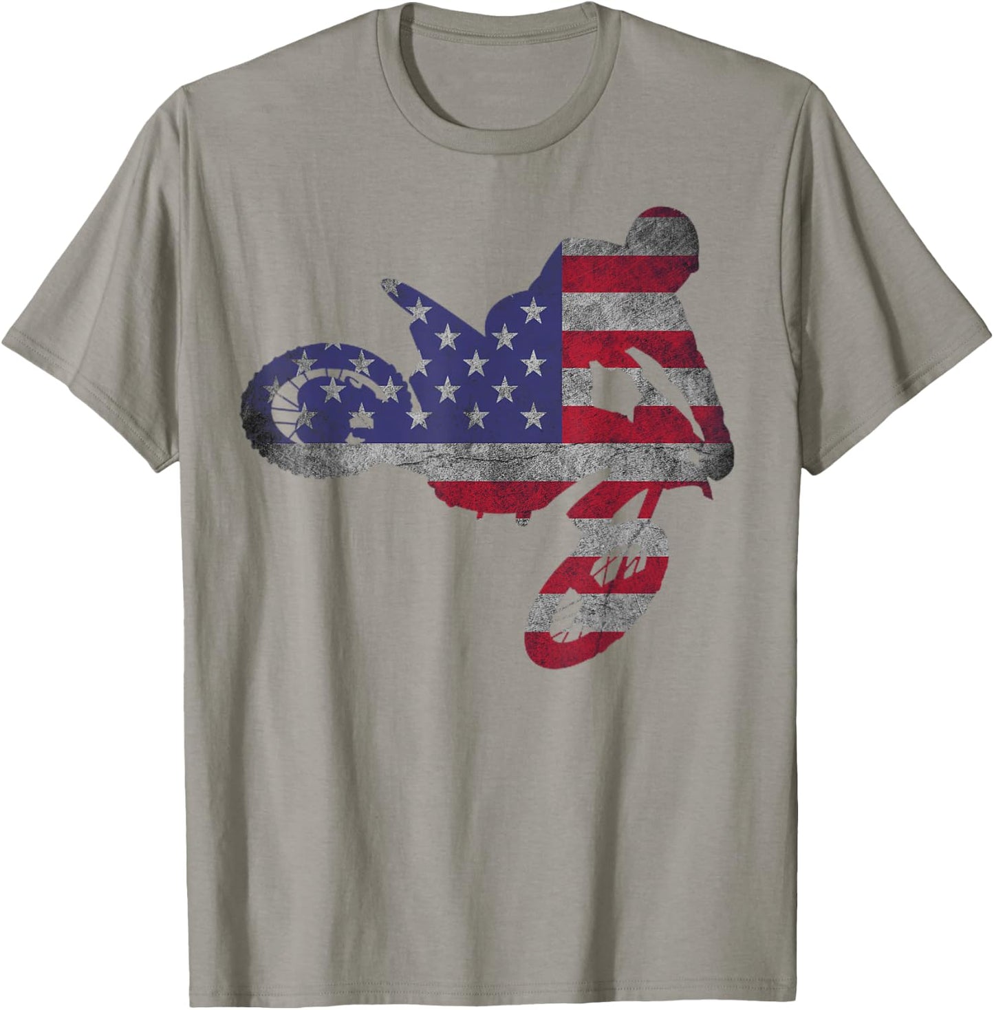 Dirt Bike American Flag | Motocross Enduro Shirt T-Shirt - T-Shirt | Sand