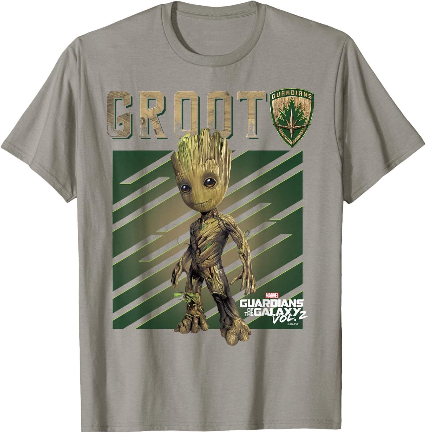 Marvel Guardians Vol. 2 Baby Groot Shield Graphic C1 T-Shirt - T-Shirt | Sand