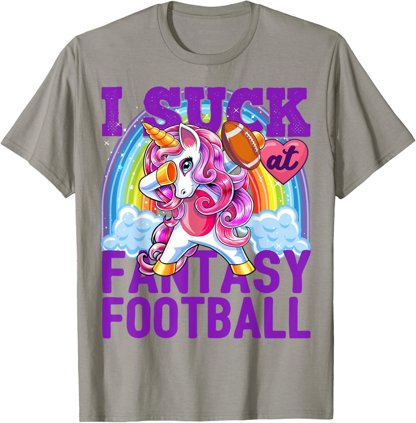 I Suck at Fantasy Football Dabbing Unicorn Loser Shirt Men T-Shirt - T-Shirt | Sand