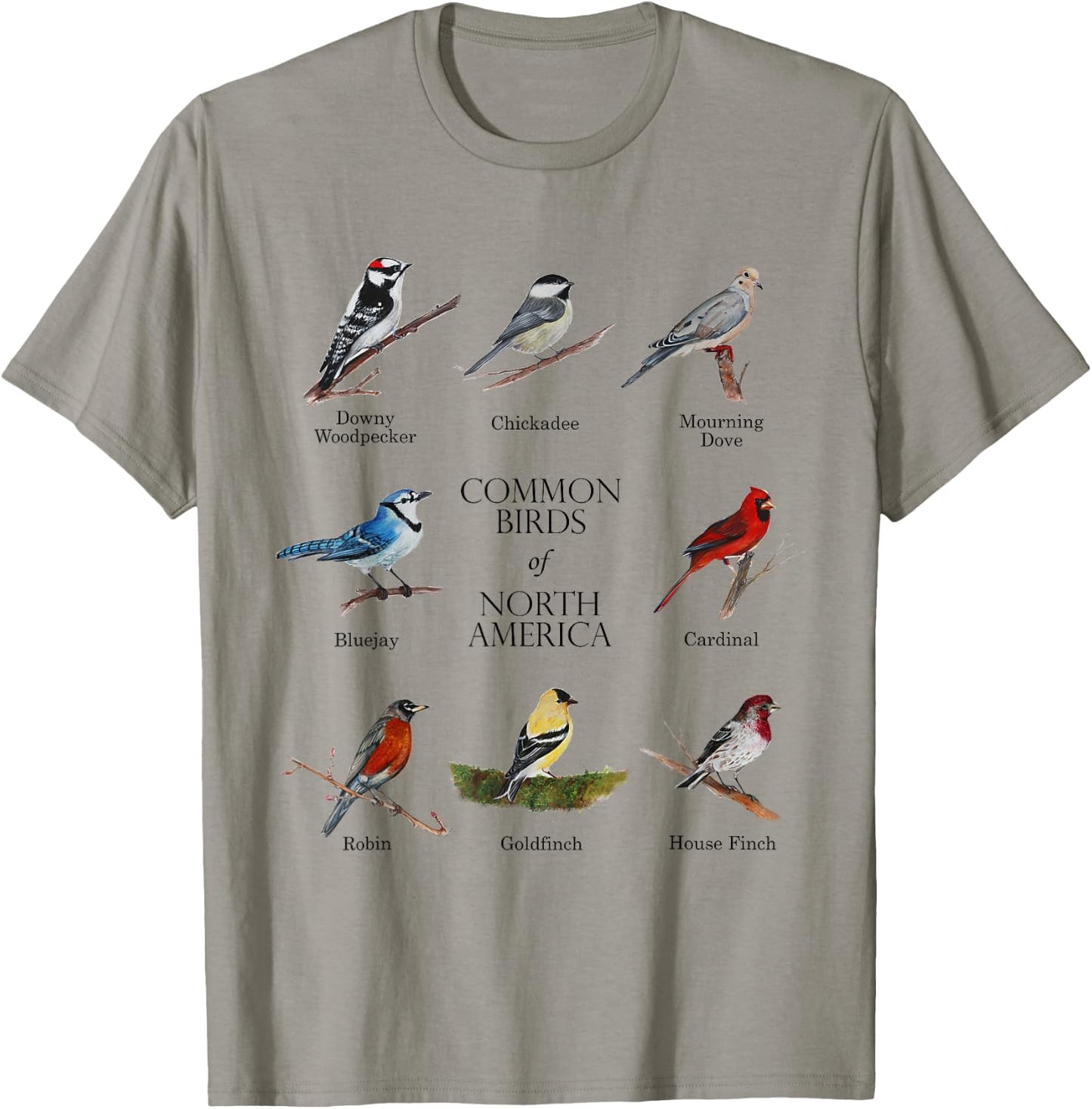 Birds of North America, Bird Lover or Watcher T-Shirt - T-Shirt | Sand