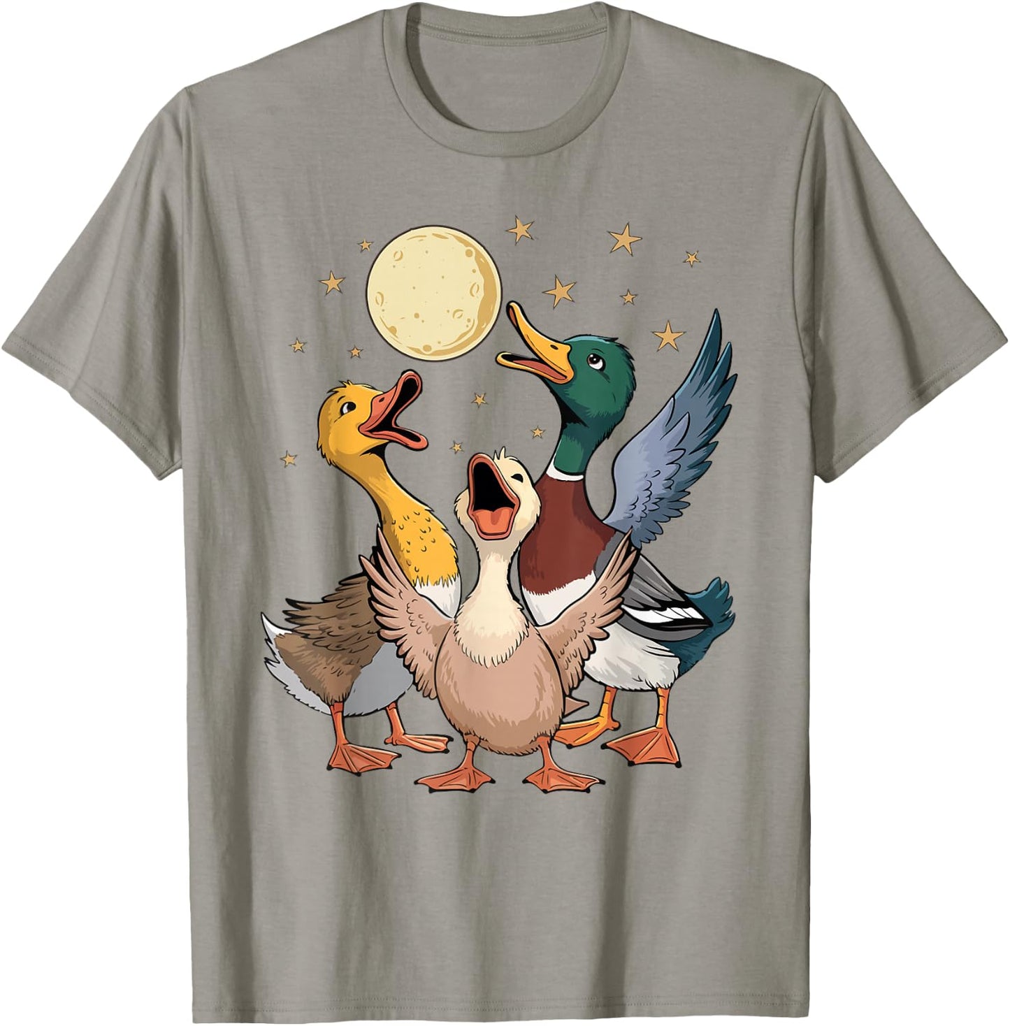 Funny Duck Howling At Moon Dad Mom Toddler Men Women Vintage T-Shirt - T-Shirt | Sand