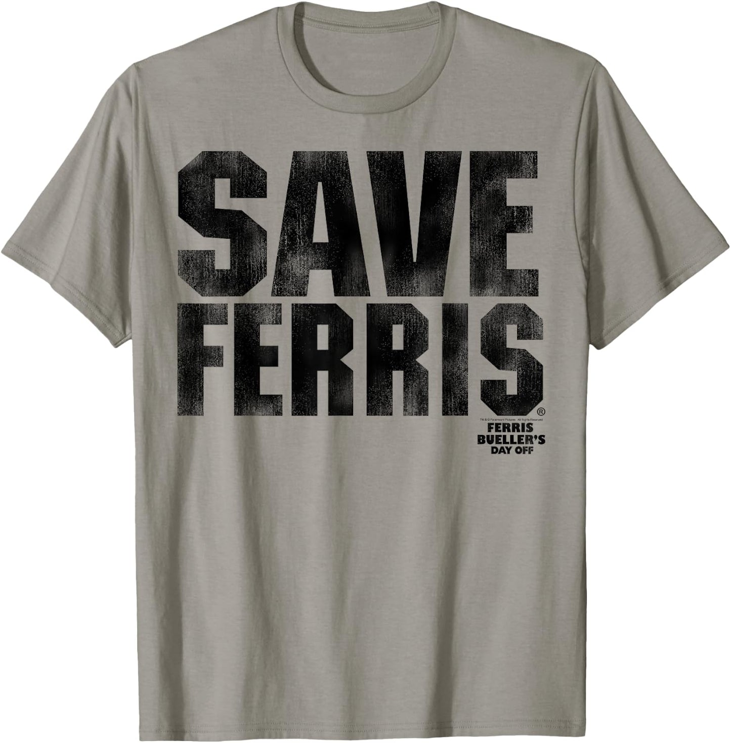 Ferris Bueller's Day Off Save Ferris Bold Black Type Graphic T-Shirt - T-Shirt | Sand
