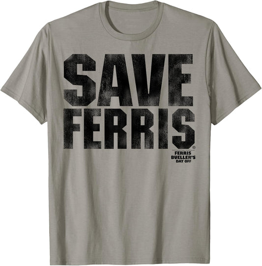 Ferris Bueller's Day Off Save Ferris Bold Black Type Graphic T-Shirt - T-Shirt | Sand