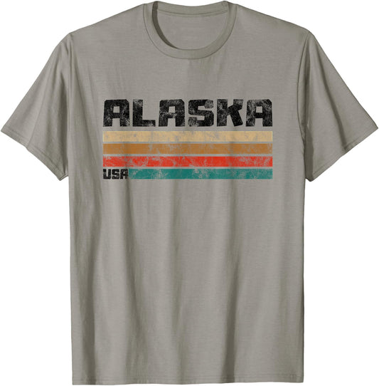 Alaska AK Retro Vintage Shirt Gift Men Women Kids T-Shirt - T-Shirt | Sand