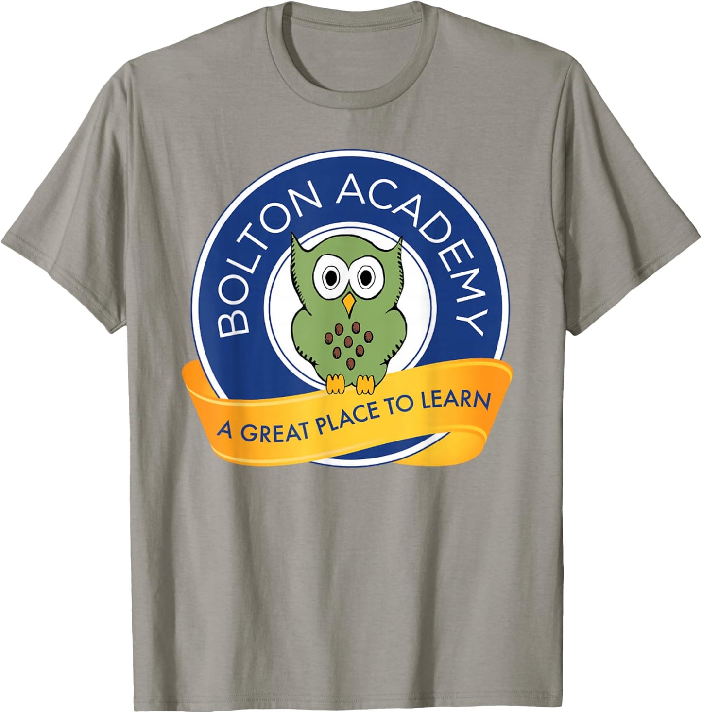 Bolton Academy PTA Big Hooty White Cotton Polyester Blend Classic Fit Collarless Round Neck Short Sleeve , Small, -Adults T-Shirt - T-Shirt | Sand