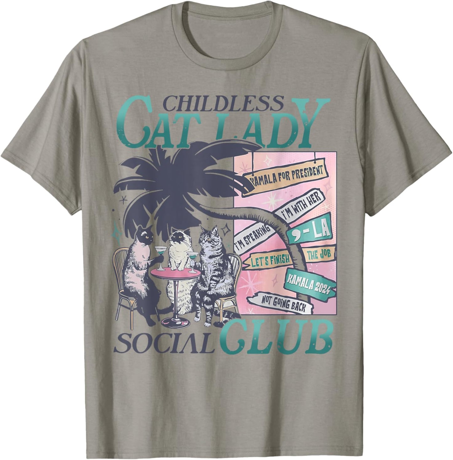 Childless Cat Lady Social Club Democrat T-Shirt - T-Shirt | Sand