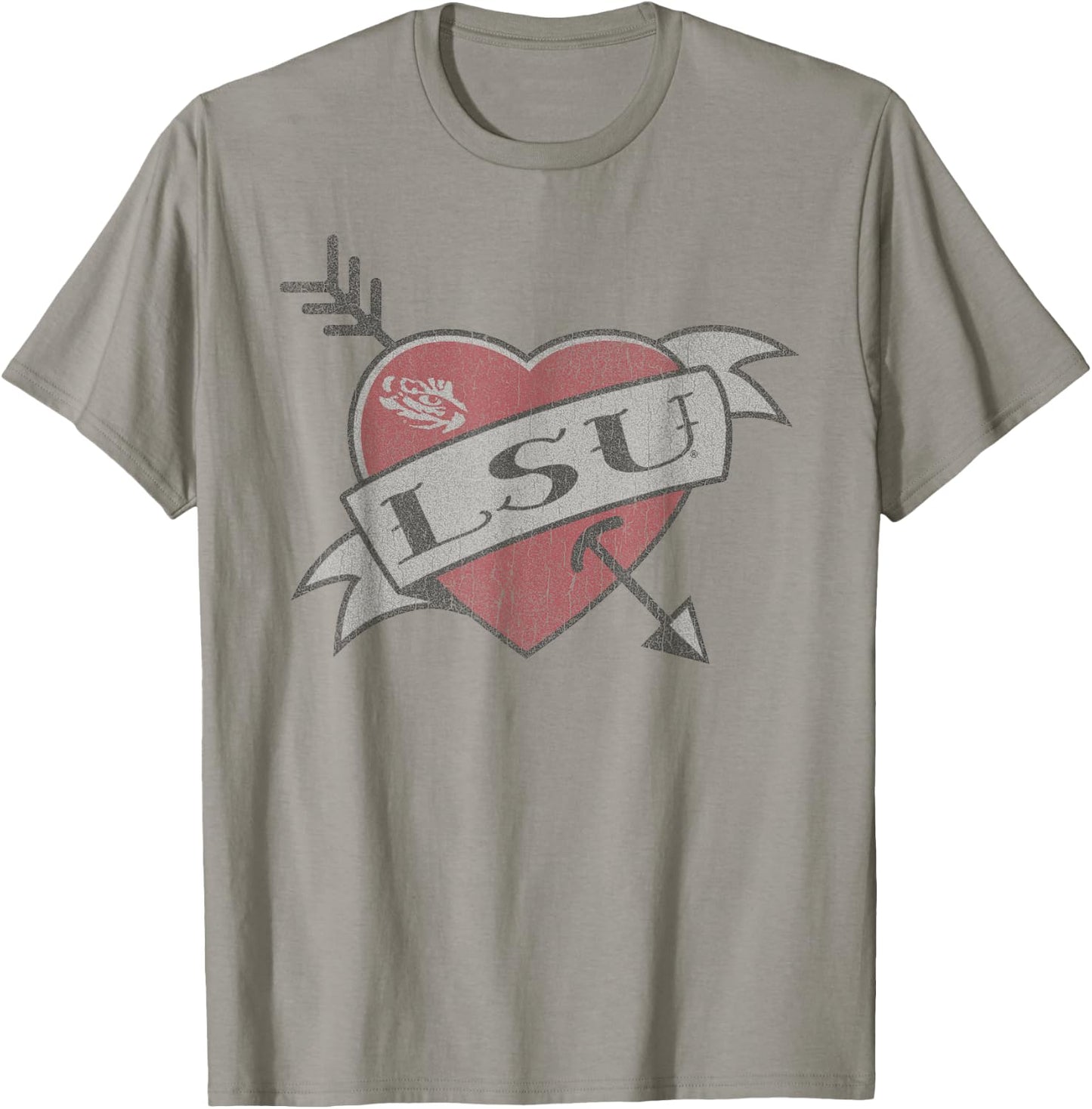 LSU Tigers Valentine Soft Gray Officially Licensed T-Shirt - T-Shirt | Sand