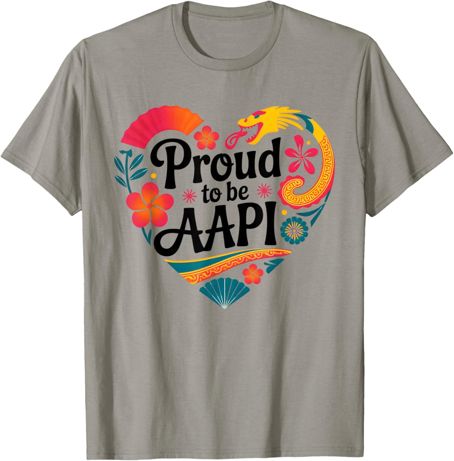 Proud to Be AAPI Asian Pacific Heritage Heart T-Shirt - T-Shirt | Sand