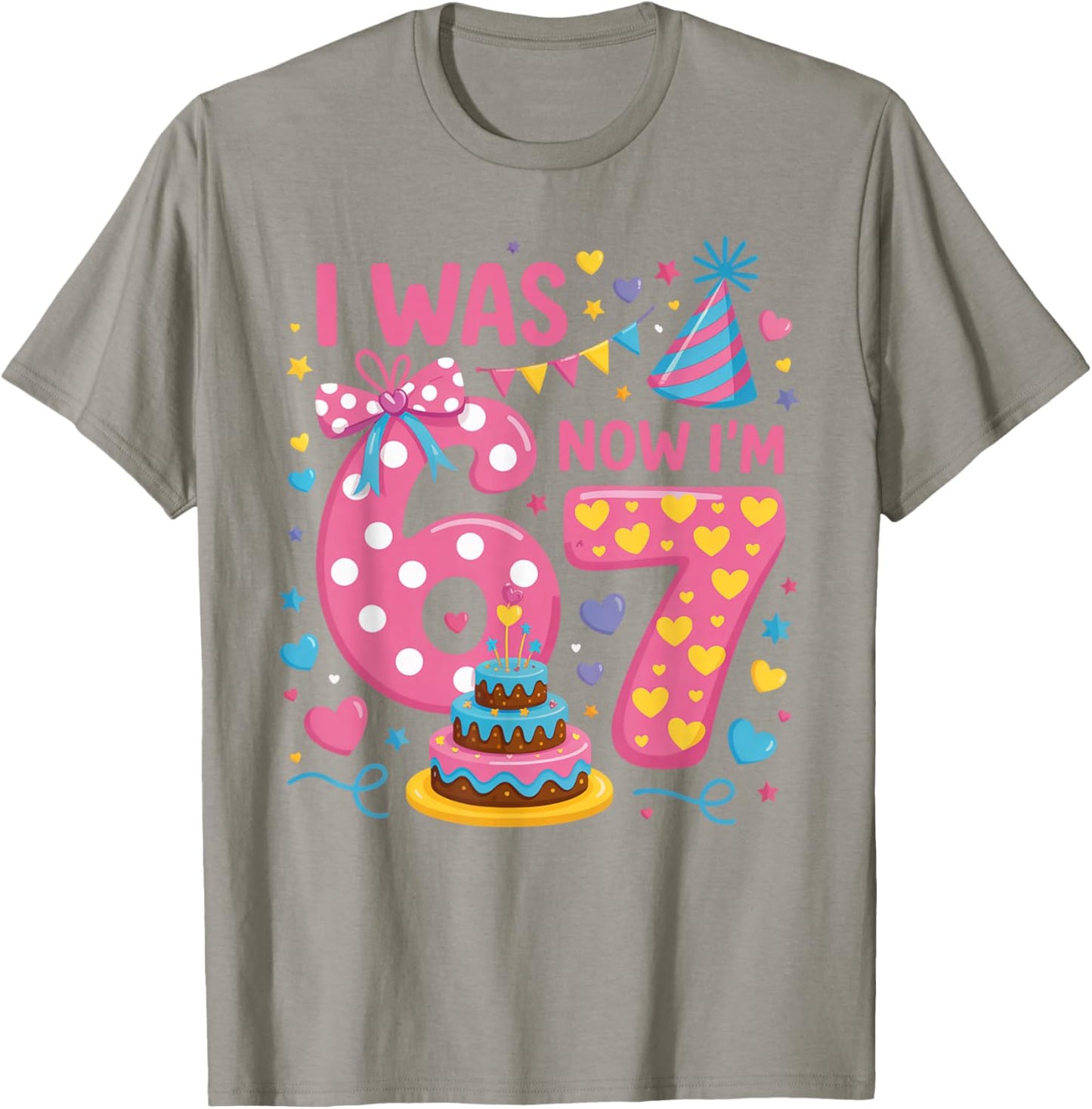 I was 6 Now I'm 7 7th Birthday Girl Funny Six Seven 6 7 Kids T-Shirt - T-Shirt | Sand