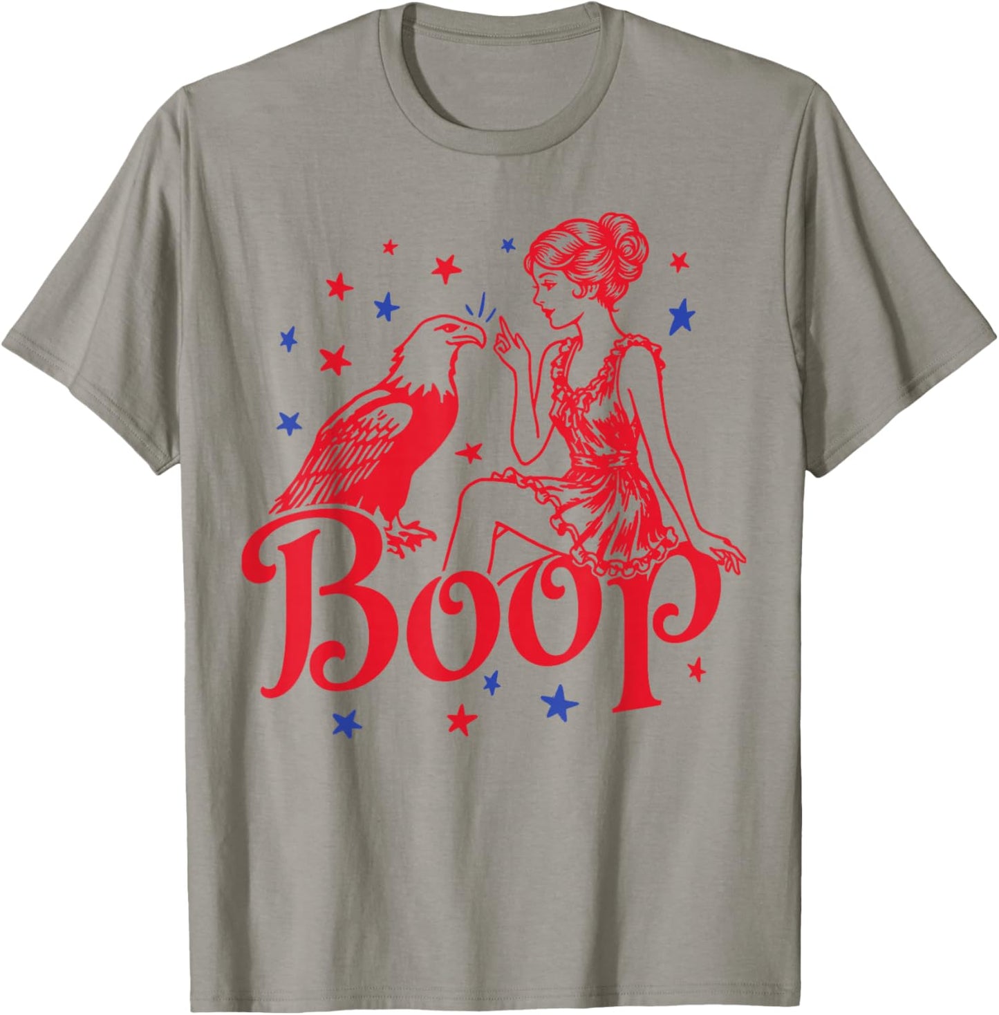 Funny Eagle Boop Retro Patriotic America Girl 4th of July T-Shirt - T-Shirt | Sand