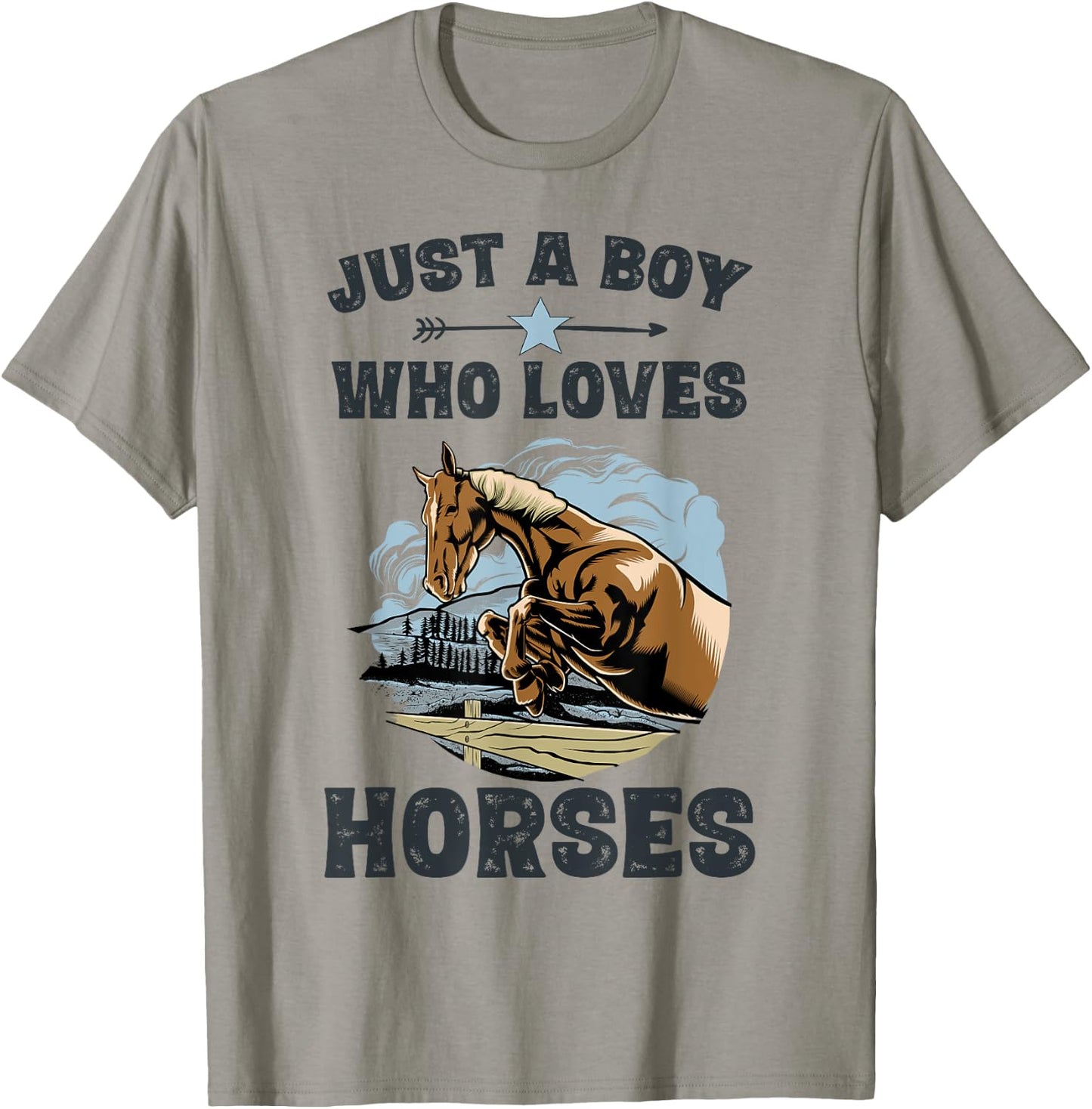 Just A Boy Who Loves Horses Shirt Horse Equestrian Boys T-Shirt - T-Shirt | Sand