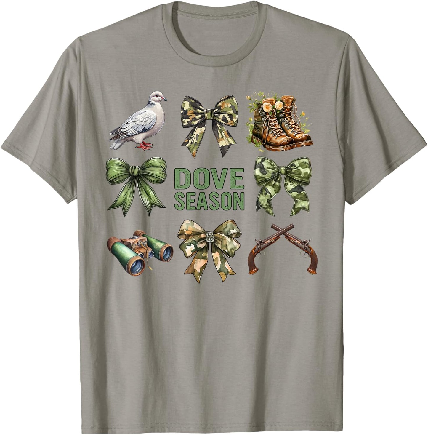 Dove Season Camo Matching Dove Hunting Party Coquette T-Shirt - T-Shirt | Sand
