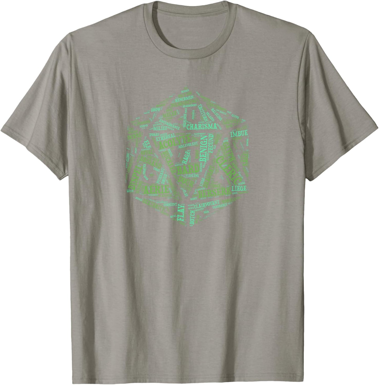 Tabletop Roleplay Adventure d20 Word Art Dice T-Shirt - T-Shirt | Sand