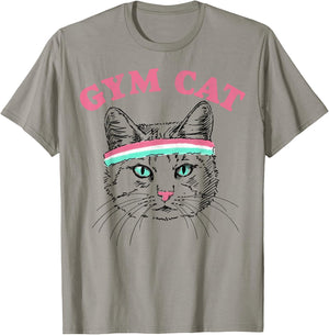 Gym Cat Outline With Headband Women Girls Kids T-Shirt - T-Shirt | Sand