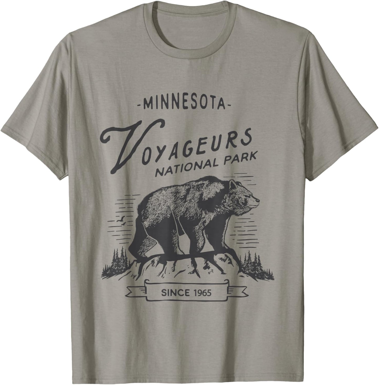 Vintage Voyageurs National Park Shirt Retro Bear Minnesota T-Shirt - T-Shirt | Sand