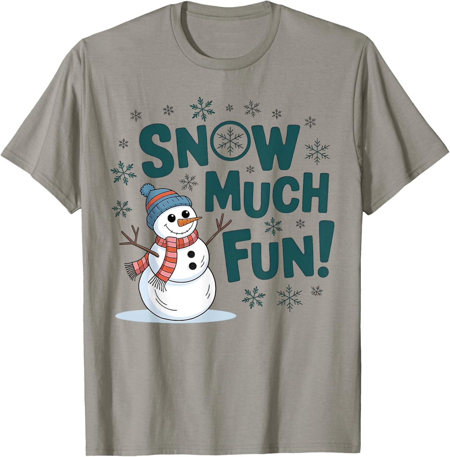 Snow Much Fun Winter Snowman Funny Christmas Kids Women Men T-Shirt - T-Shirt | Sand
