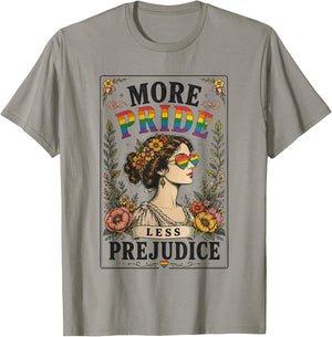 Rainbow Floral Gay LGBTQ Equality More Pride Less Prejudice T-Shirt - T-Shirt | Sand