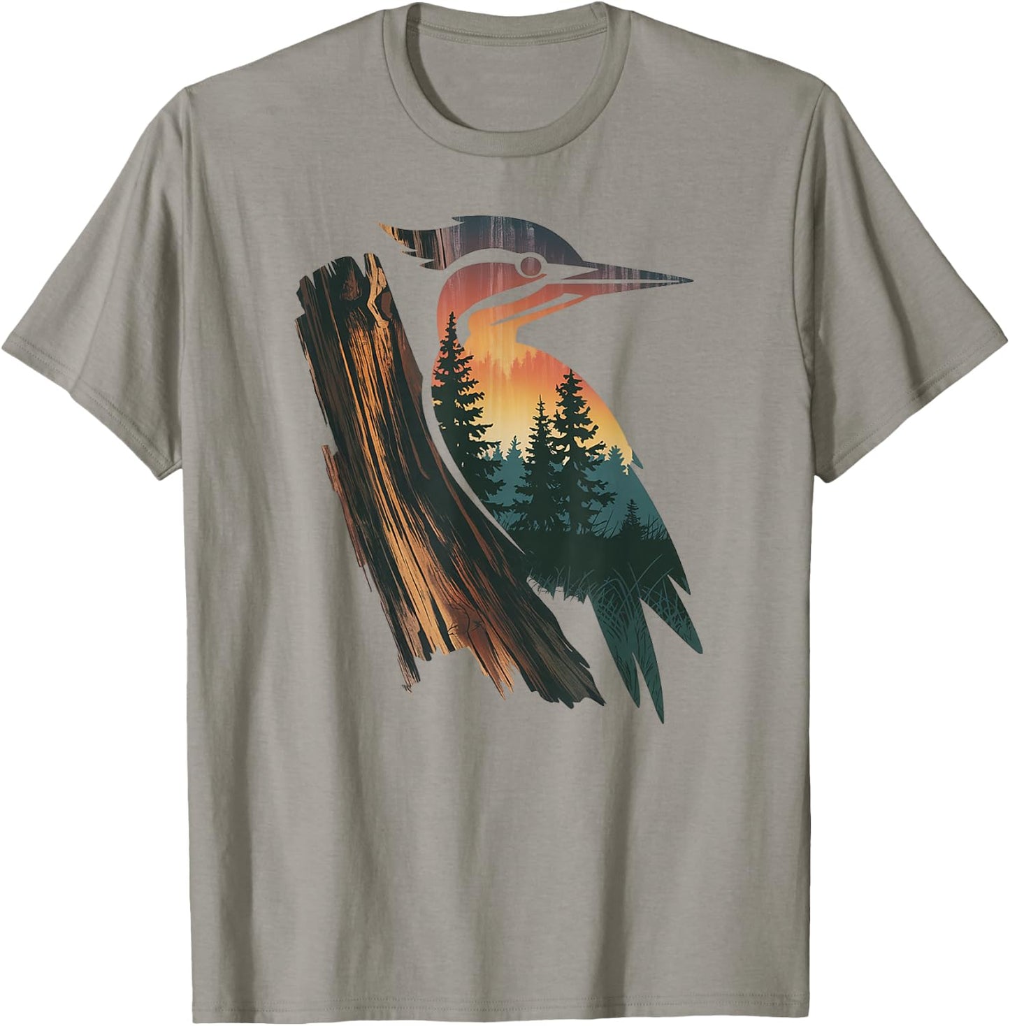 Woodpecker Hunting Hiking Outdoor Camping Forest Men Women T-Shirt - T-Shirt | Sand