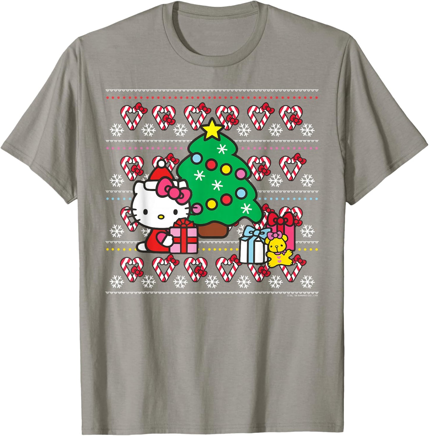Hello Kitty Candy Cane Christmas Sweater Shirt T-Shirt - T-Shirt | Sand