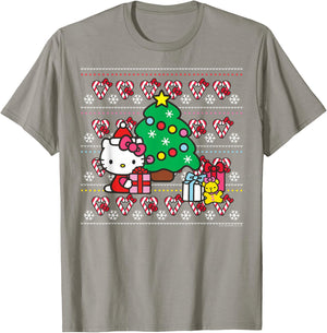 Hello Kitty Candy Cane Christmas Sweater Shirt T-Shirt - T-Shirt | Sand