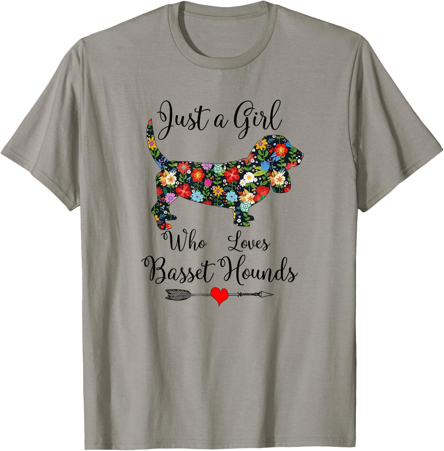 JUST A GIRL WHO LOVES BASSETT HOUNDS Cute Design T-Shirt - T-Shirt | Sand