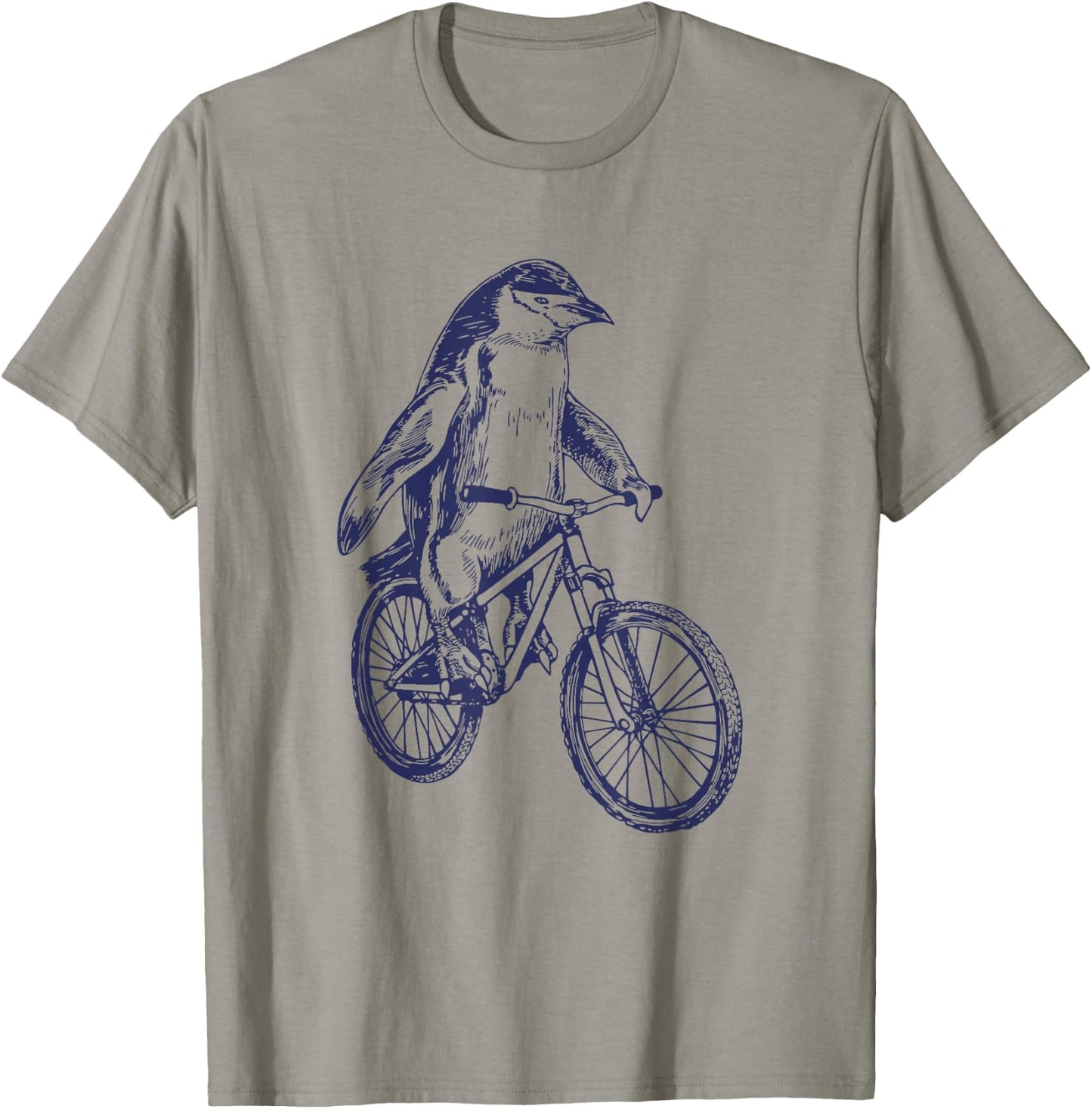 Penguin Cycling Bicycle Funny Biker Cool Cyclist Biking Bike T-Shirt - T-Shirt | Sand