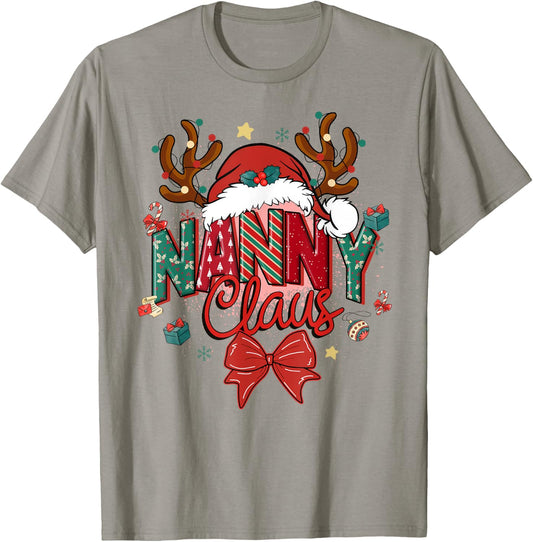 Christmas Nanny Claus Coquette Bow Reindeer Xmas Women T-Shirt - T-Shirt | Sand
