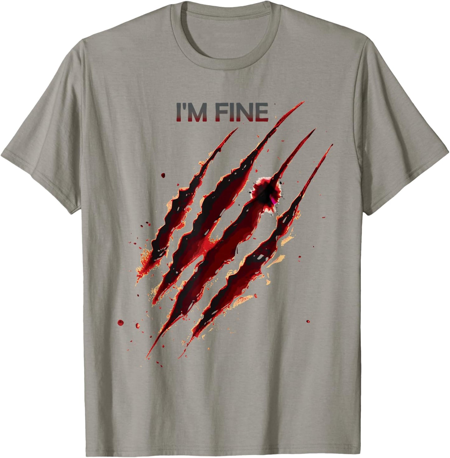 I'm Fine Bloody Shirt Zombie Blood Splatter Halloween T-Shirt - T-Shirt | Sand