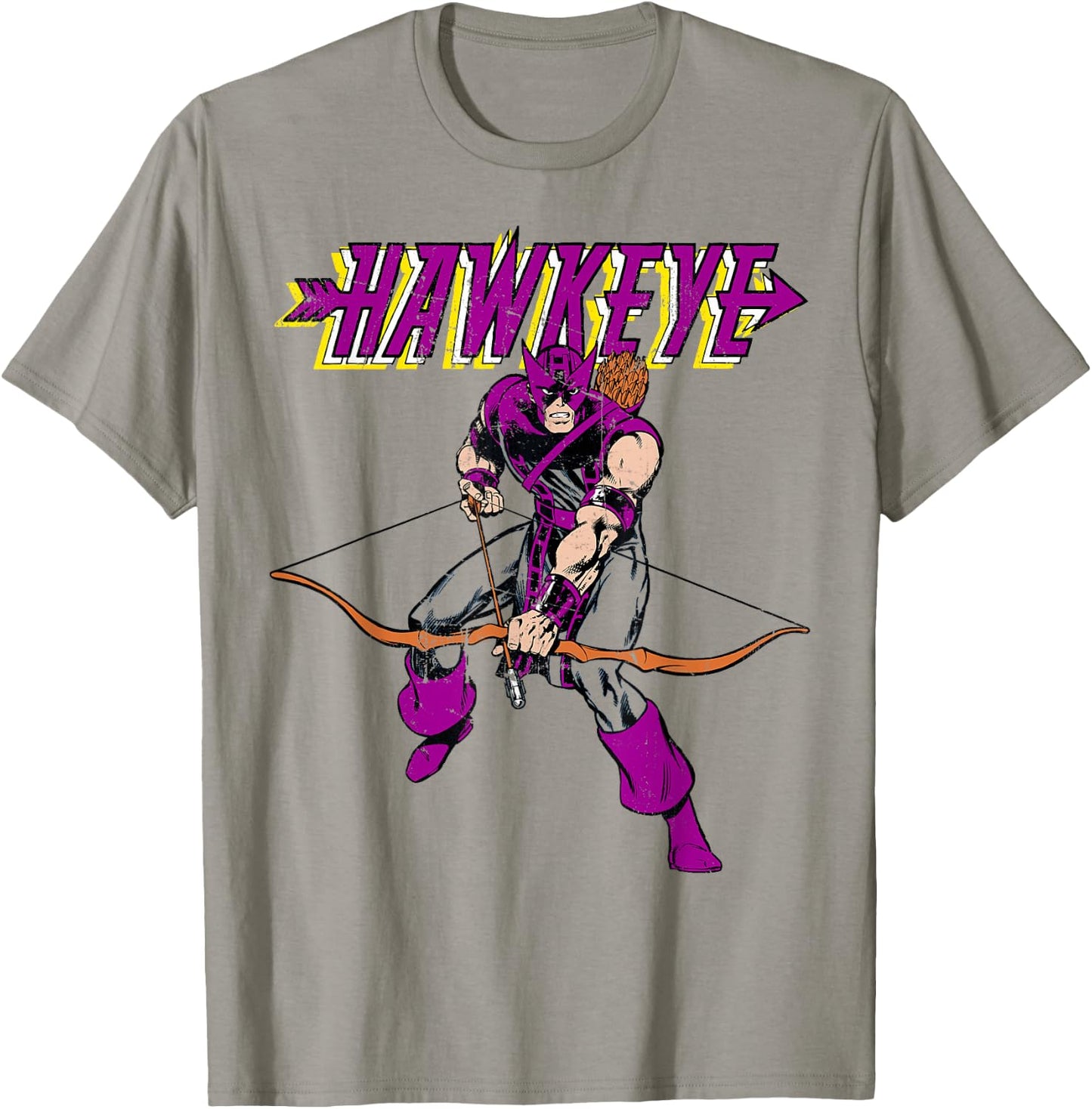 Marvel Hawkeye Retro Classic Pose Bow Arrow Graphic T-Shirt - T-Shirt | Sand