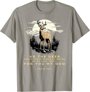 Psalm 42:1 Bible Verse As The Deer Christian T-Shirt - T-Shirt | Sand