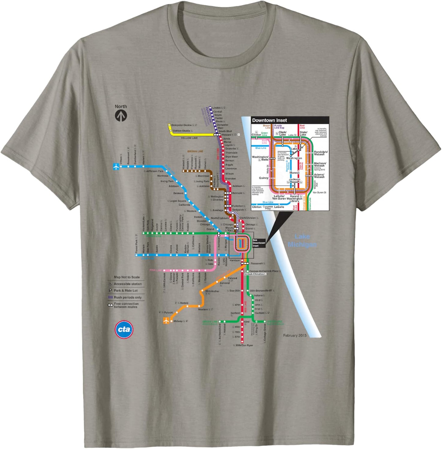 CTA Rail Map T-Shirt - T-Shirt | Sand