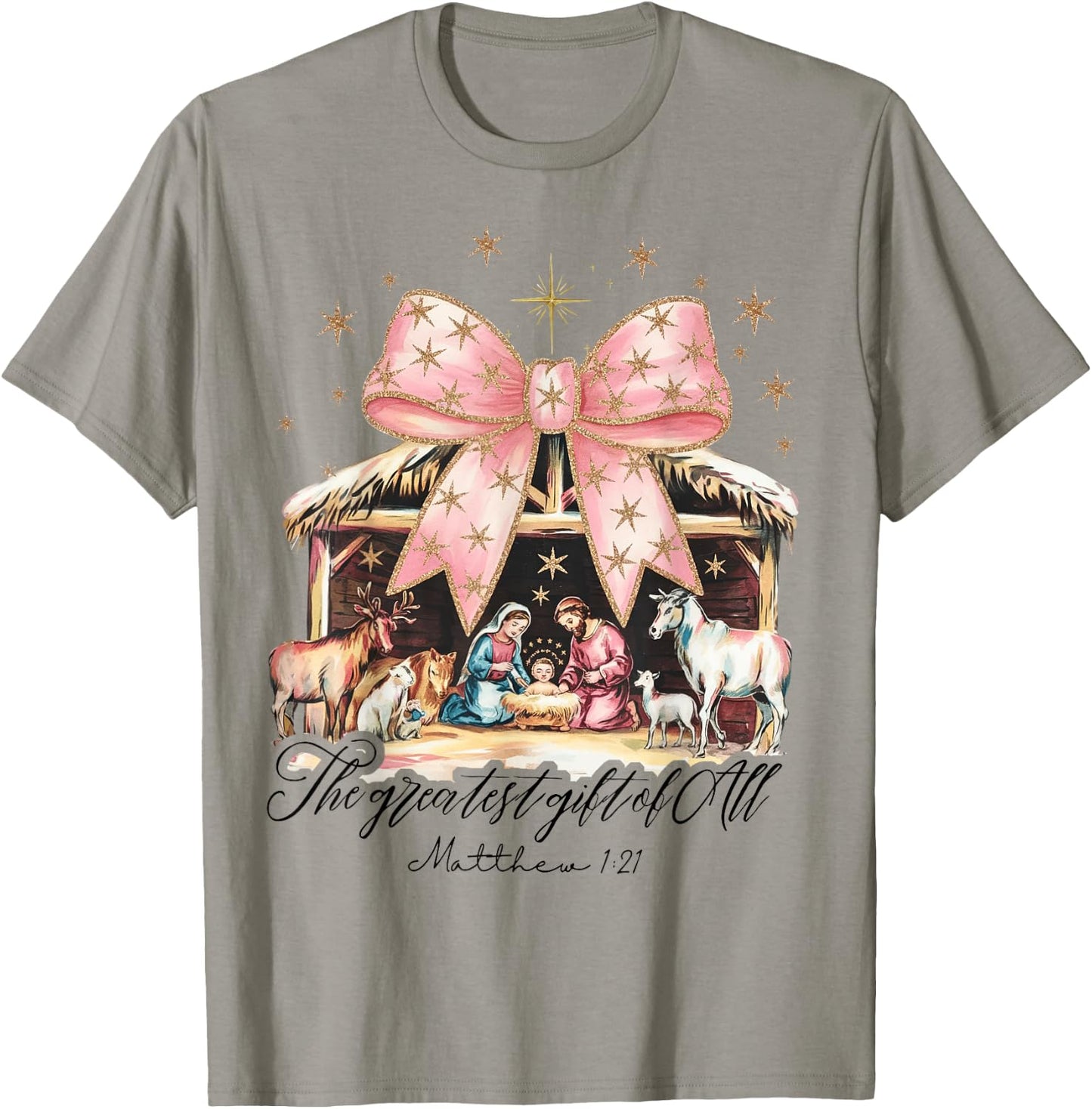 The Greatest Gift Of All Nativity Jesus Christian Christmas T-Shirt - T-Shirt | Sand