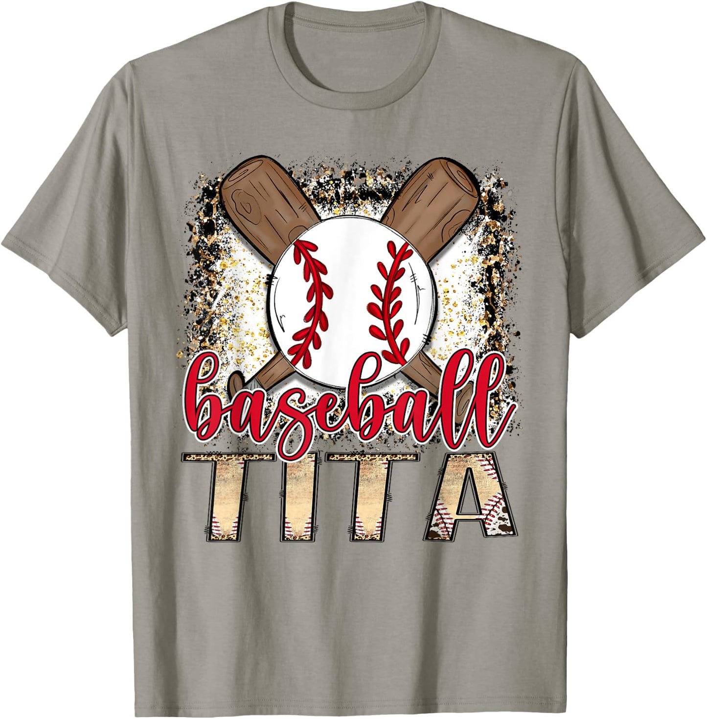 Baseball Tita Leopard Proud Ball Tita Game Day T-Shirt - T-Shirt | Sand