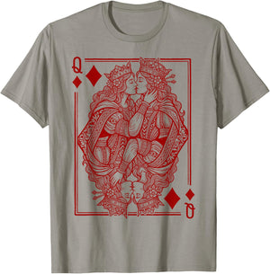 Lesbian Queens Kissing Card Game LGBT Pride Two Brides T-Shirt - T-Shirt | Sand