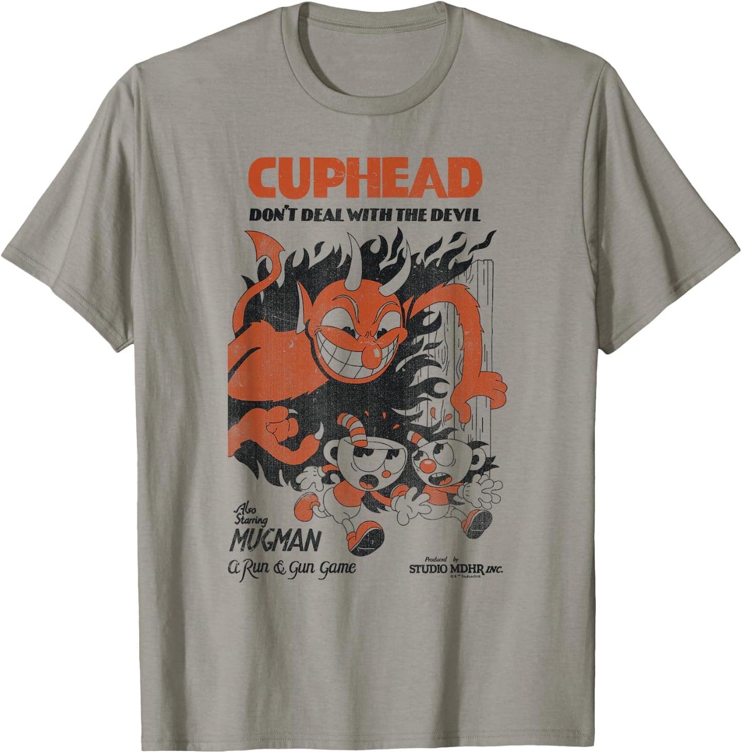Cuphead Mugman Running from The Devil T-Shirt - T-Shirt | Sand