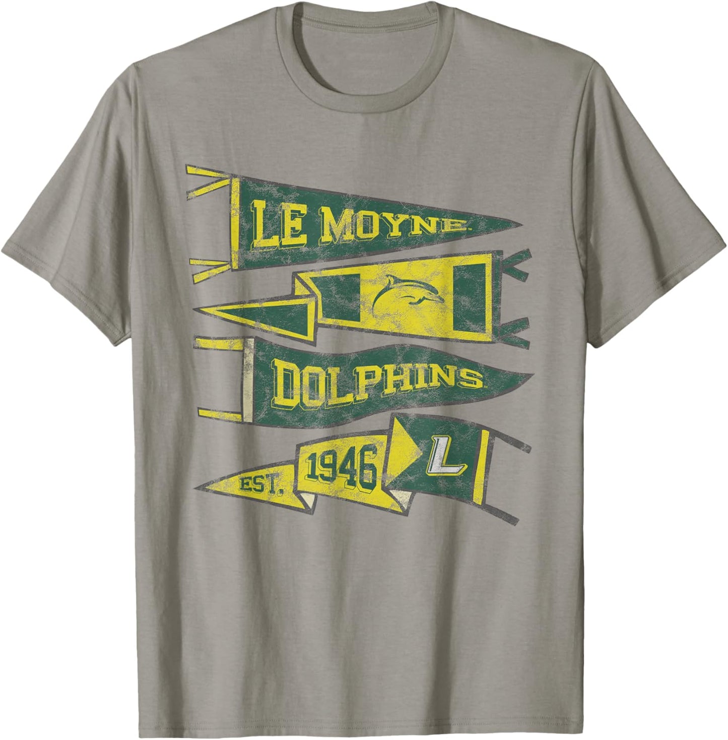 Le Moyne College Dolphins Distressed Pennants T-Shirt - T-Shirt | Sand