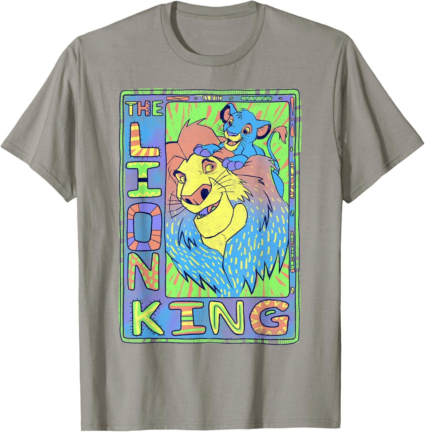 Disney Lion King Retro Colorful Simba Mufasa Graphic T-Shirt - T-Shirt | Sand