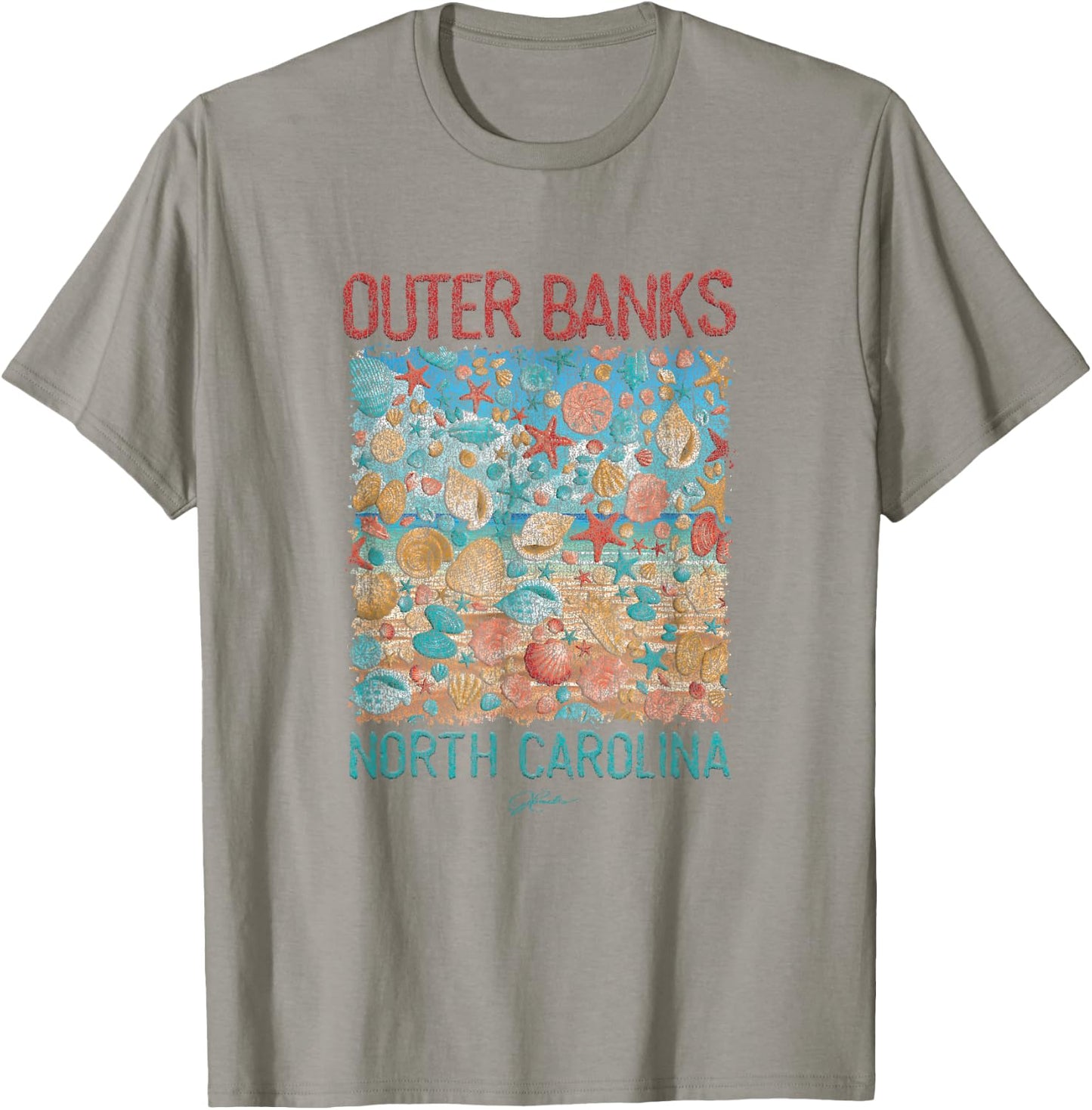 JCombs: Outer Banks, NC, Seashell Rain T-Shirt - T-Shirt | Sand