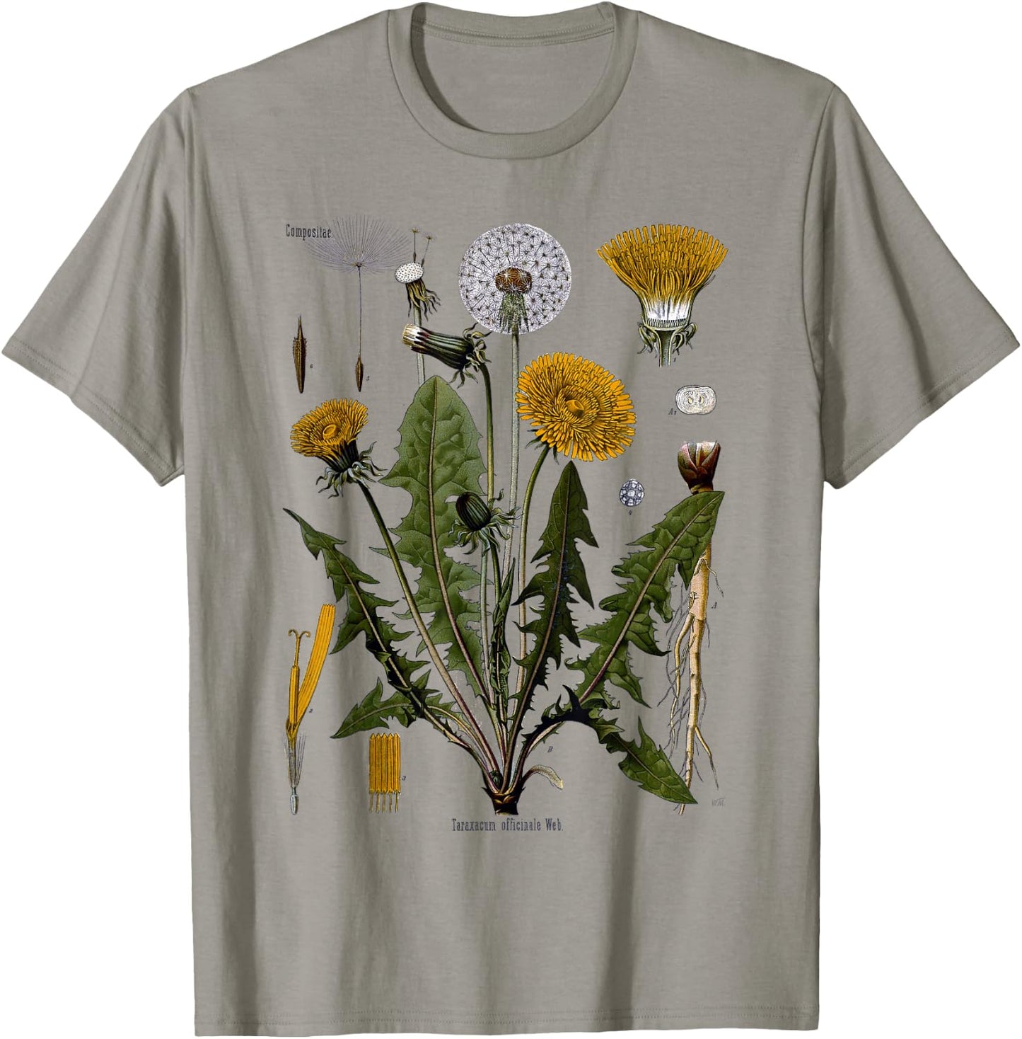 Dandelion Botanical T- Shirt Dandelion Root Vegetarian T-Shirt - T-Shirt | Sand